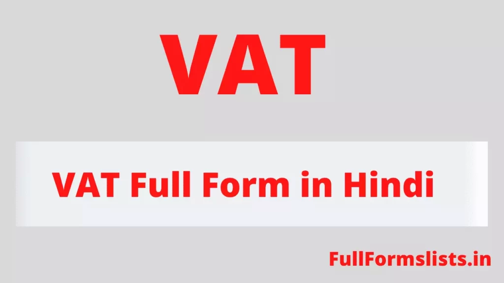 VAT Full Form  What is VAT